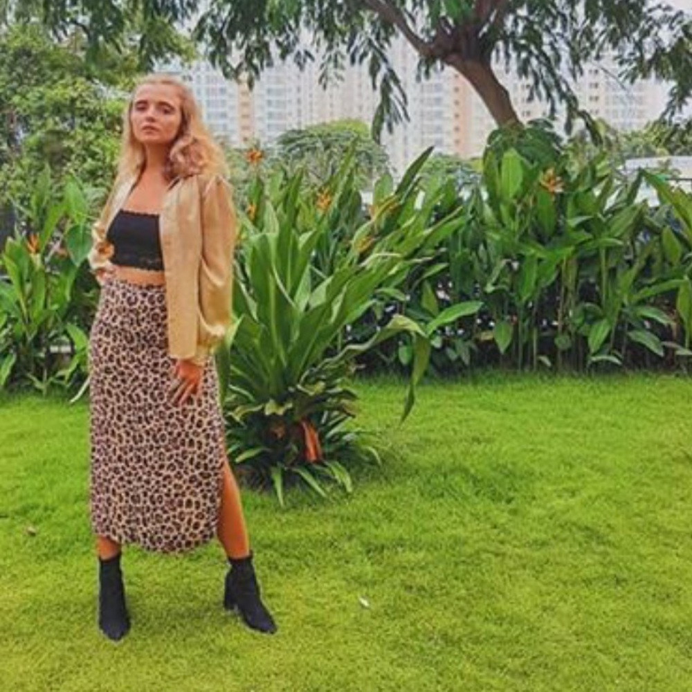 Cheetah print midi skirt